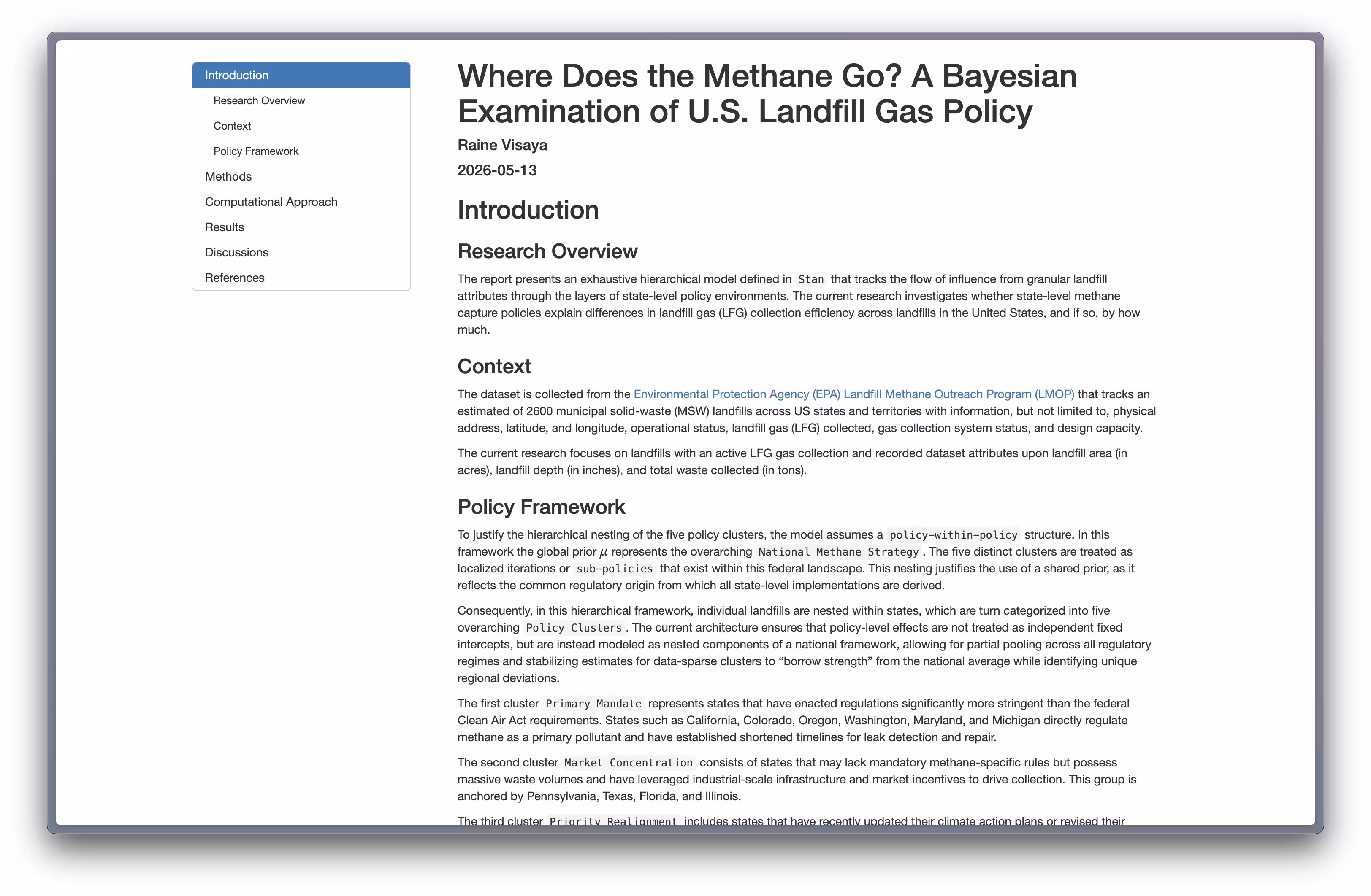 Methane Policy Analysis screenshot 1
